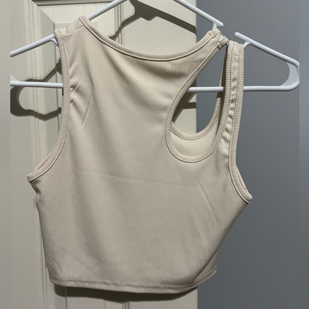 beige fitted top